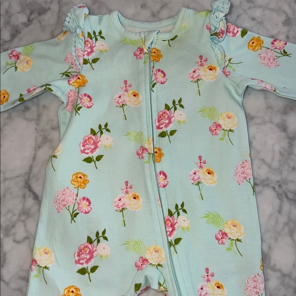 Little Me Floral Ruffle Footie 3M - Picture 5 of 7